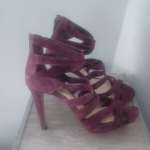 Gianni Bini Burgandy Suede Caged Heels Sz 10